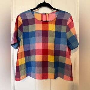 Madewell button back colorful top
